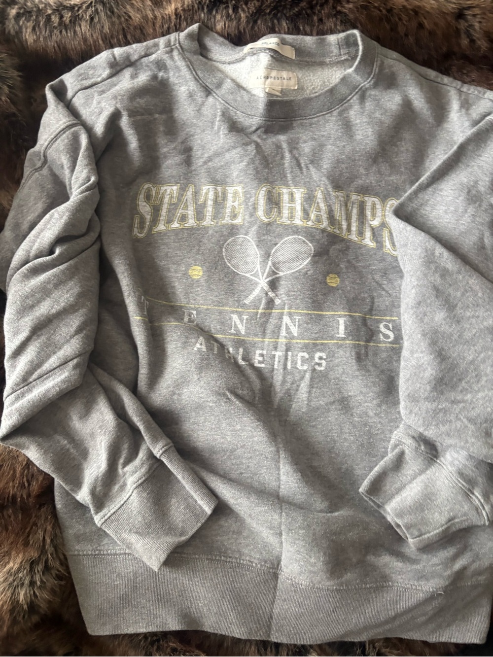 Aero Gray 'State Champs' Tennis Crewneck Sweatshirt